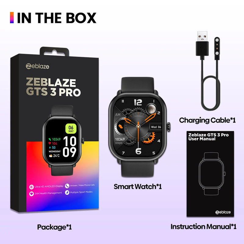 Smartwatch Zeblaze GTS 3 Pro AMOLED 1.97" Chamada Bluetooth Saúde 100+ Esportes