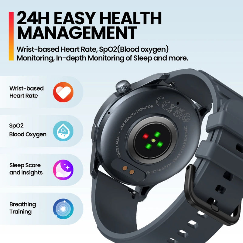 Smartwatch Zeblaze Btalk 3 Pro AMOLED 1.43" Chamada Bluetooth Saúde 100+ Esportes