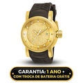 Relógio Automático Invicta Yakuza Fundo de Vidro Funcional Banhado a Prata e Ouro 18K A Prova D'água