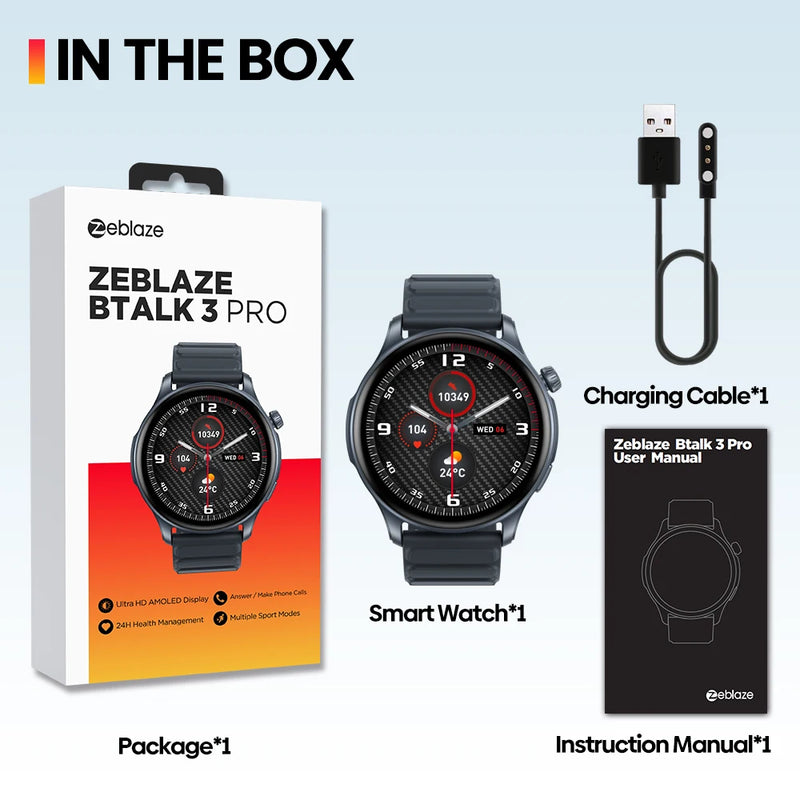 Smartwatch Zeblaze Btalk 3 Pro AMOLED 1.43" Chamada Bluetooth Saúde 100+ Esportes