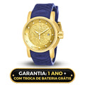 Relógio Automático Invicta Yakuza Fundo de Vidro Funcional Banhado a Prata e Ouro 18K A Prova D'água