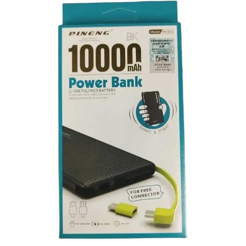 Power Bank 10.000mAh | Cabos Embutidos Práticos | Bateria Portátil Segura