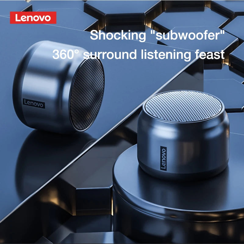 Caixa de Som Portátil Lenovo K3/K30 Bluetooth 5.0 Estéreo 3D Subwoofer Wireless