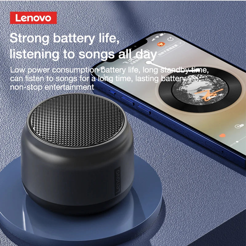Caixa de Som Portátil Lenovo K3/K30 Bluetooth 5.0 Estéreo 3D Subwoofer Wireless