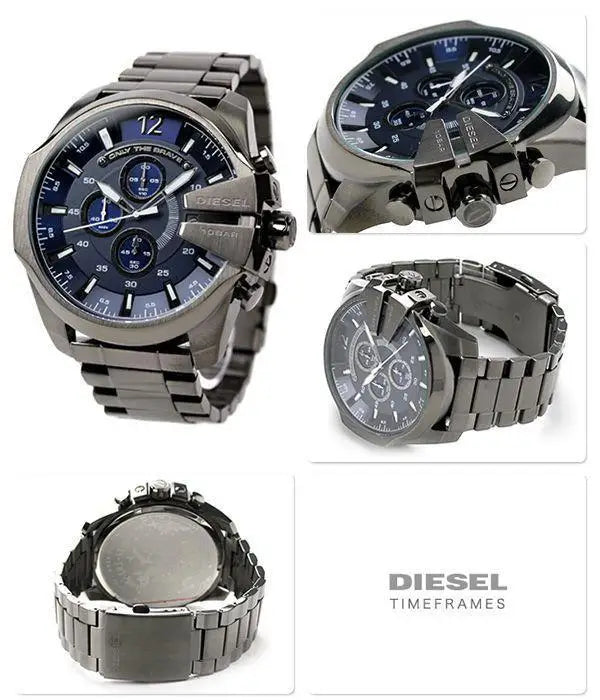 Relógio Diesel Mega Chief DZ4329 Masculino Chumbo Aço Tungstênio Cronógrafo 100M