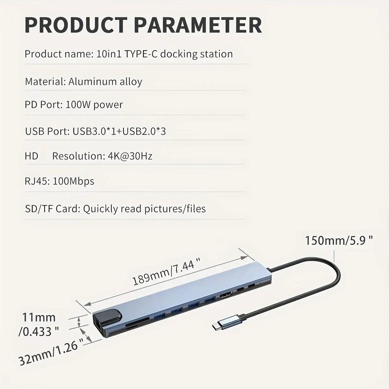 HUB USB C 10 em 1 | Estação Doca Multifuncional