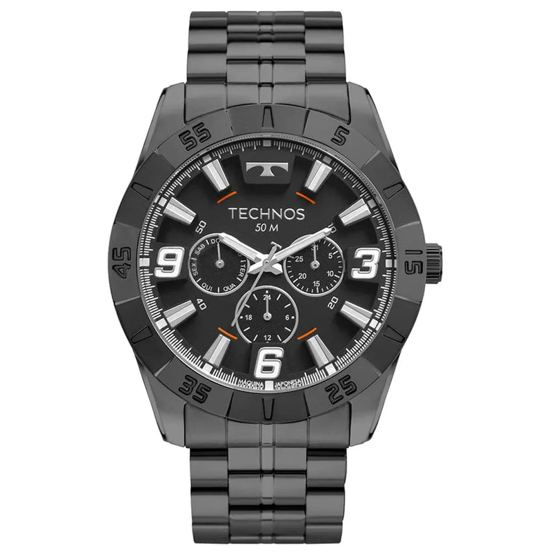 Relógio Technos Racer Premium Masculino Grafite Multifuncional Aço 5 ATM